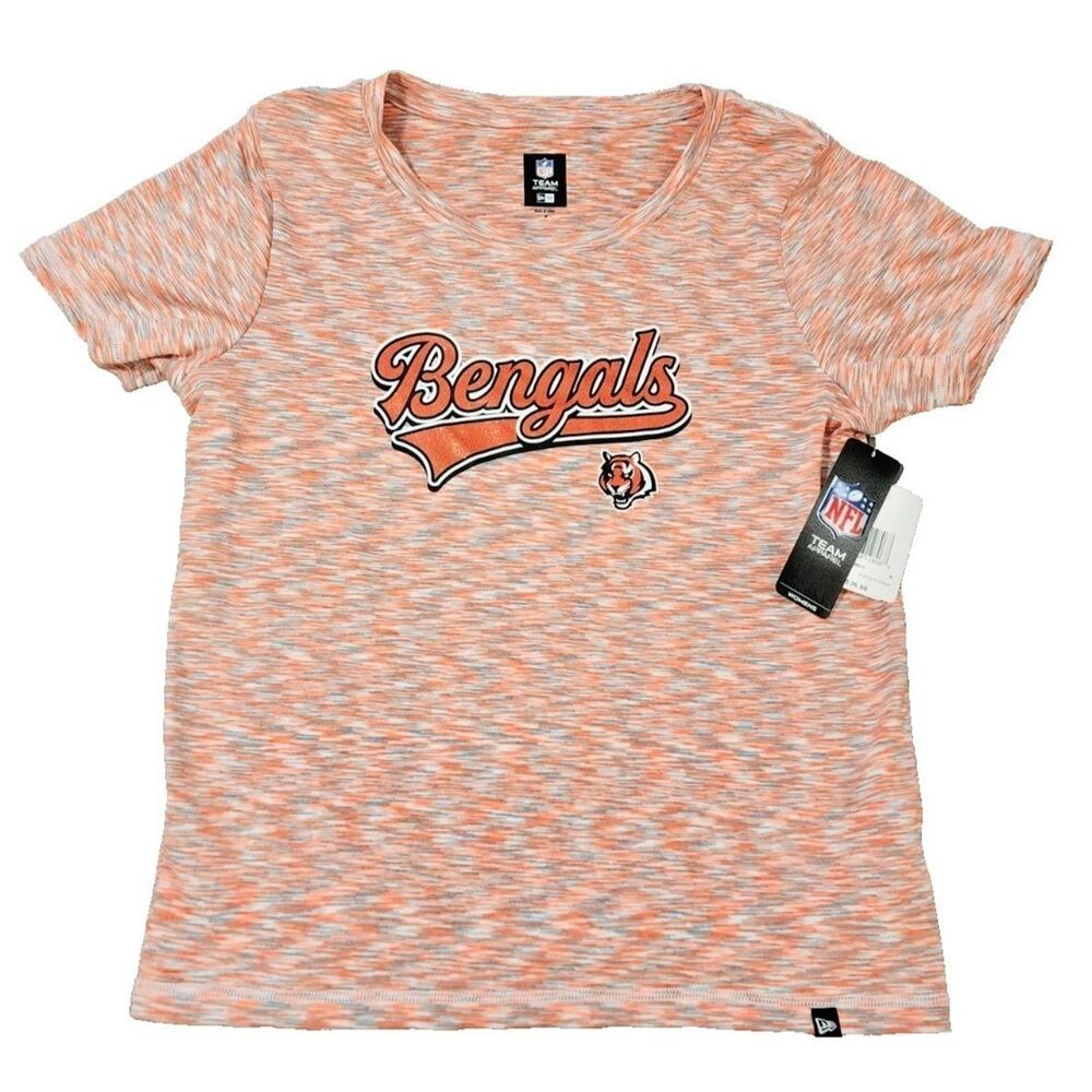 NFL Cincinnati Bengals Team Apparel Womens Orange Heathered T Shirt Size L NWT